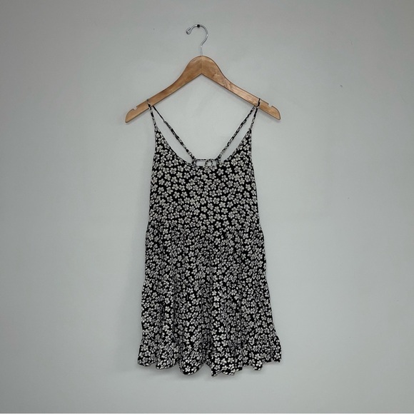 Brandy Melville "Jada" Dress Women's Size  XXS-S Black White Purple Floral Flowy - Picture 2 of 11